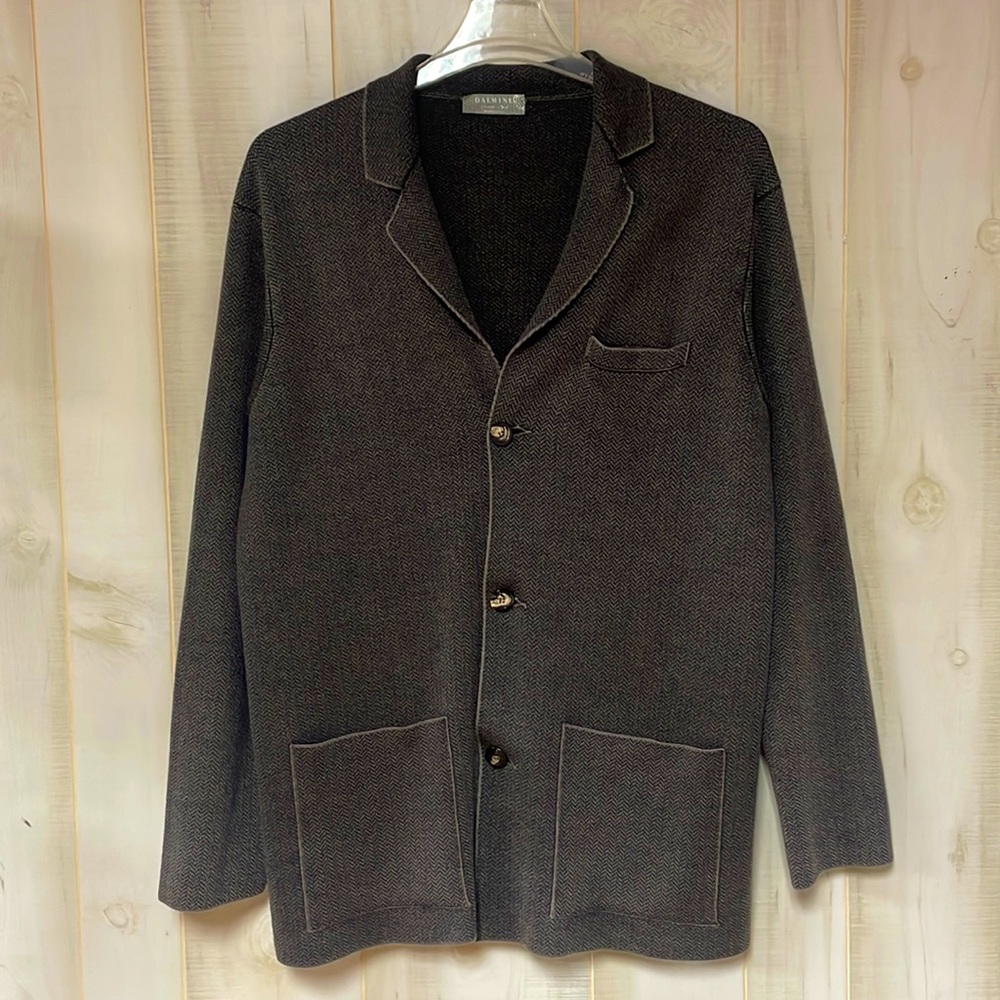 Dalmine Vintage Brown Merino Wool Tweed Italian Blazer Jacket Sz XL